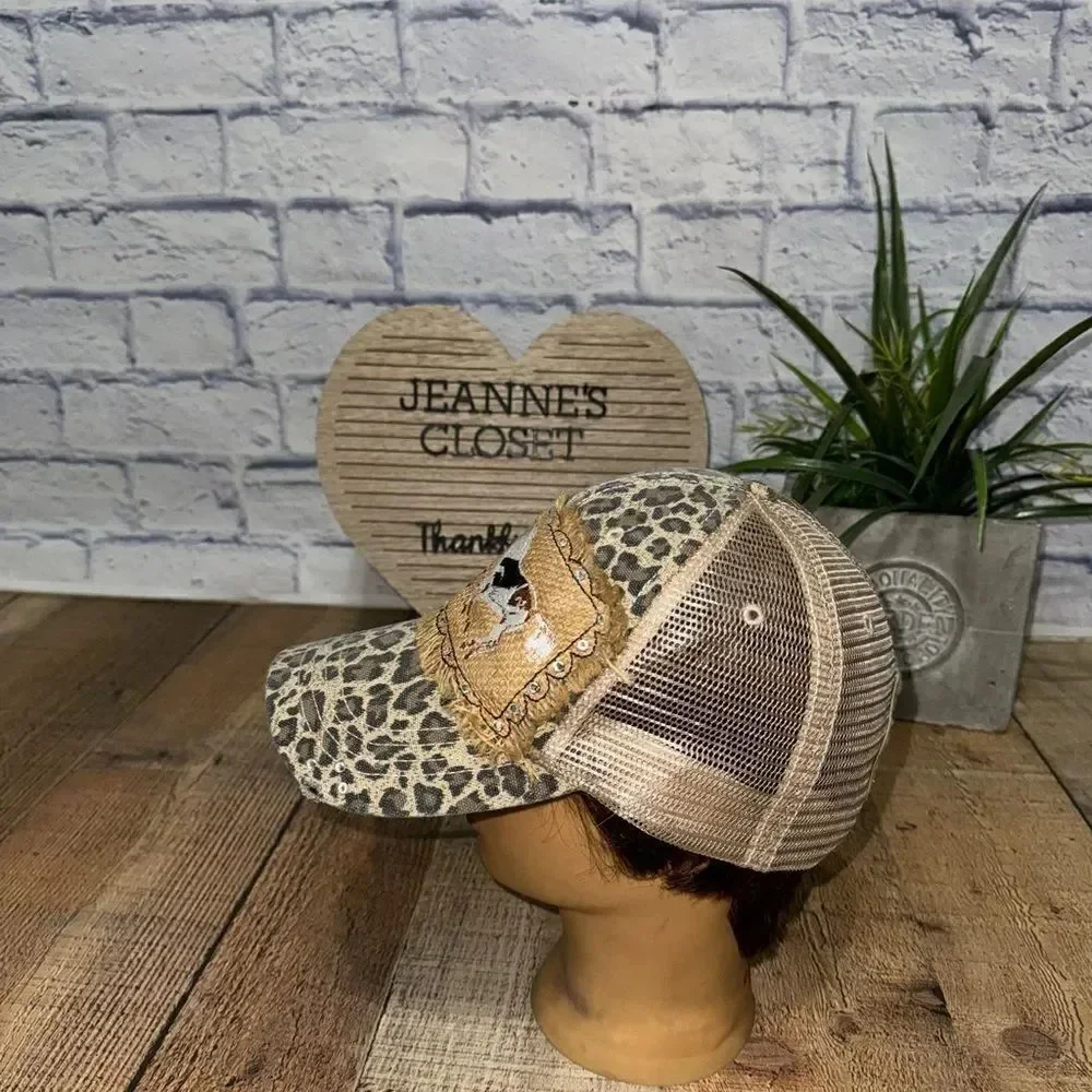 Fear the little paint horse baseball cap leopard burlap rhinestones